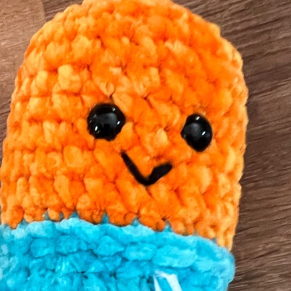 Hand Crafted Crochet Chill Pill Orange Blue Plush Super Soft Emotional Support - Picture 5 of 13